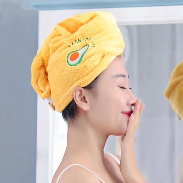 ( ইয়েলো  কালার ) Microfiber Shower Cap Hair Towel for Women and Girl's